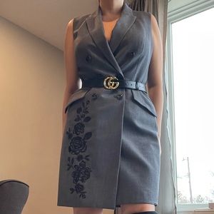 Calvin Klein Double Breasted Embroidered Long Vest